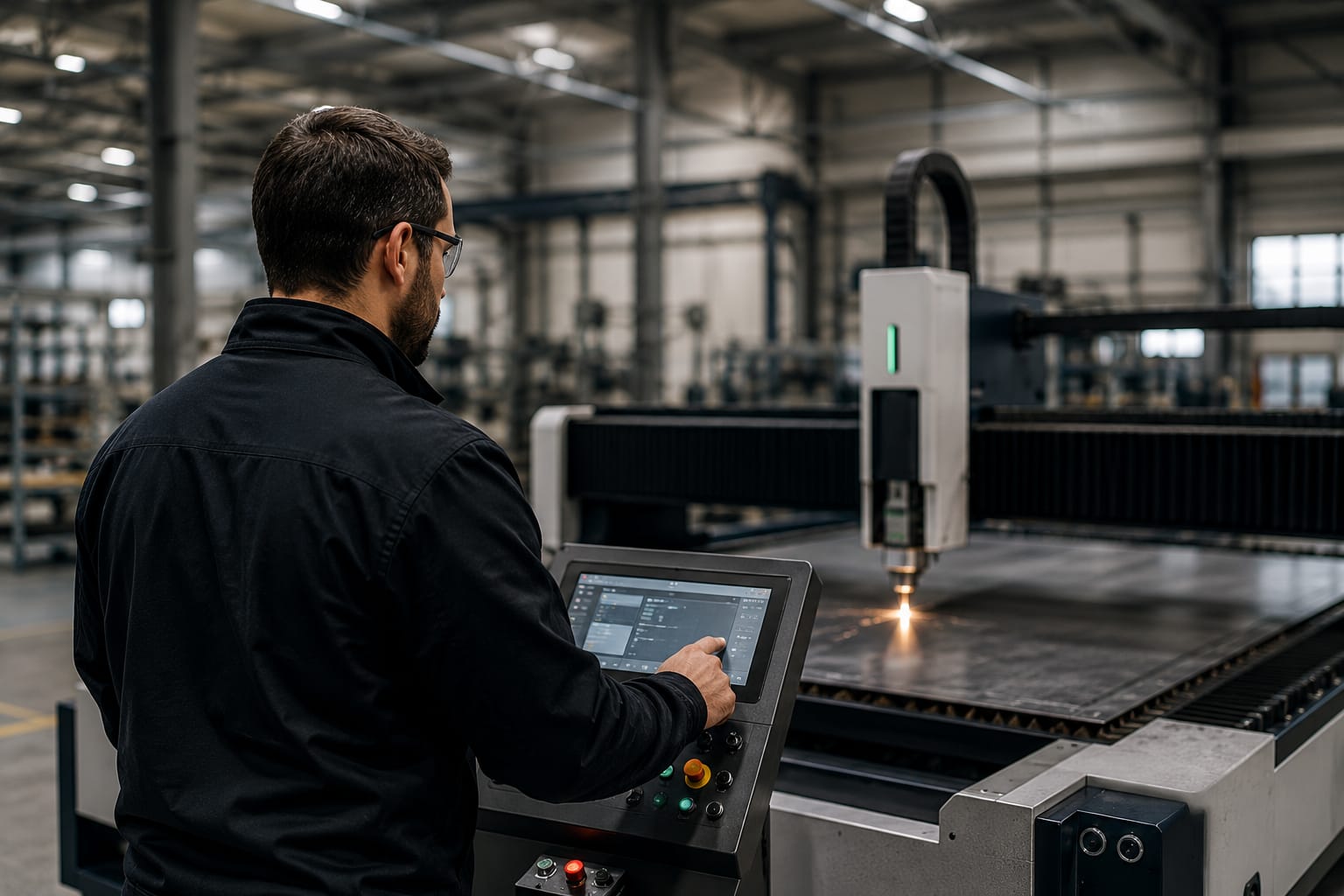 Tecnico specializzato ProLaser Italia durante lavorazione con macchine laser industriali professionali